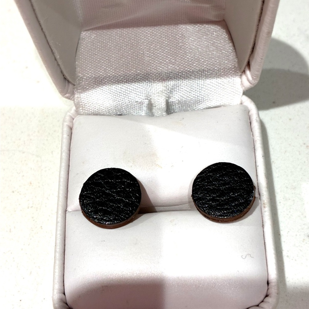 BUNDLE ITEM* Black LEATHER Stud Earrings